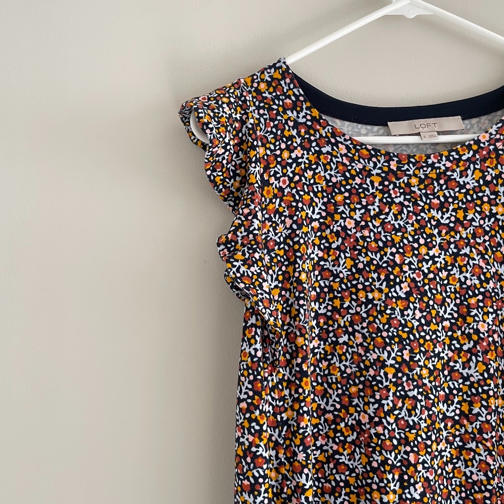 LOFT Floral Flutter Swing Dress